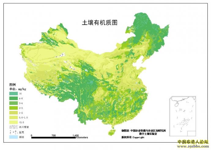 关注有机肥的看看哈,中国土壤有机质图