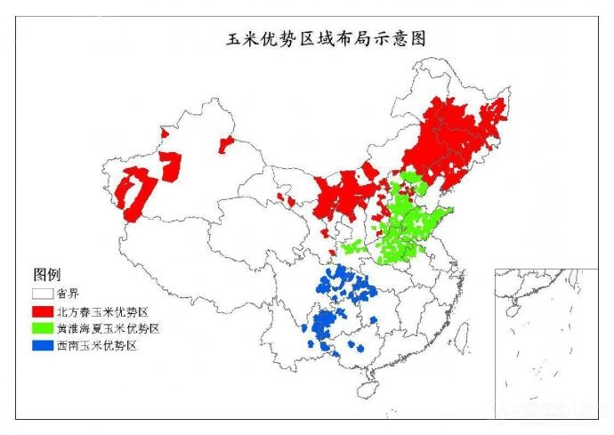 玉米优势区域布局示意图